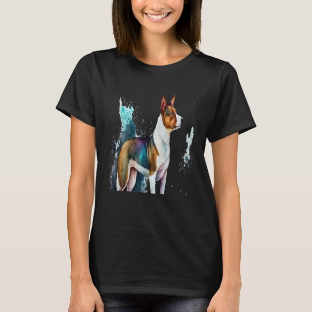 T-shirt Beautiful Watercolor Basenji Portrait (Devant)