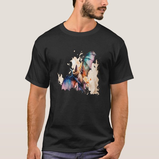 T-shirt Beautiful Watercolor Bat Portrait (Devant)