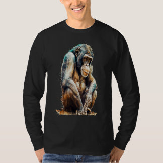 T-shirt Beautiful Watercolor Chimpanzee Portrait