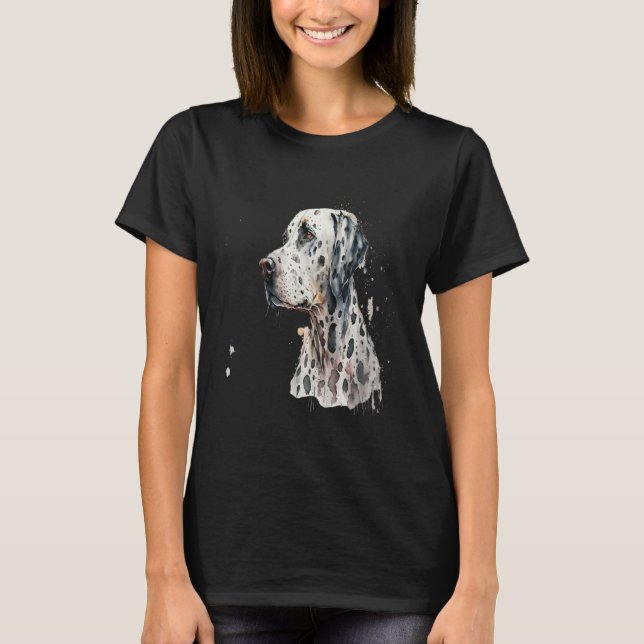 T-shirt Beautiful Watercolor Dalmatian Portrait (Devant)