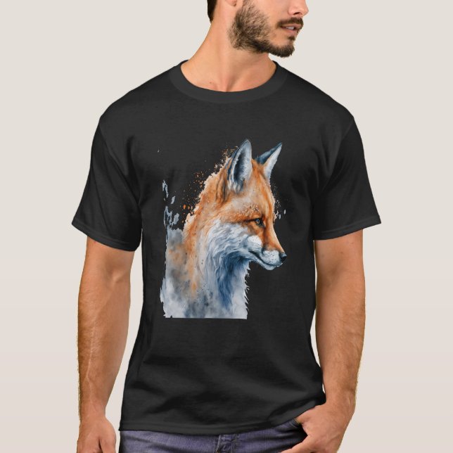 T-shirt Beautiful Watercolor Fox Portrait (Devant)