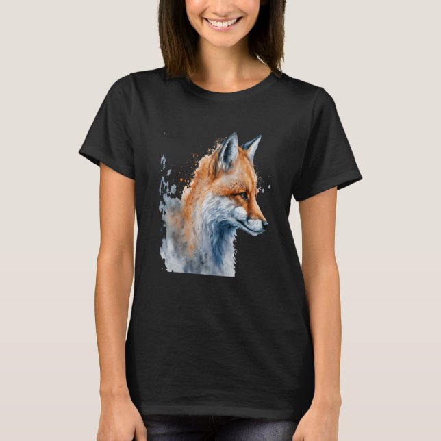 T-shirt Beautiful Watercolor Fox Portrait (Devant)
