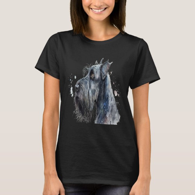 T-shirt Beautiful Watercolor Giant Schnauzer Portrait (Devant)