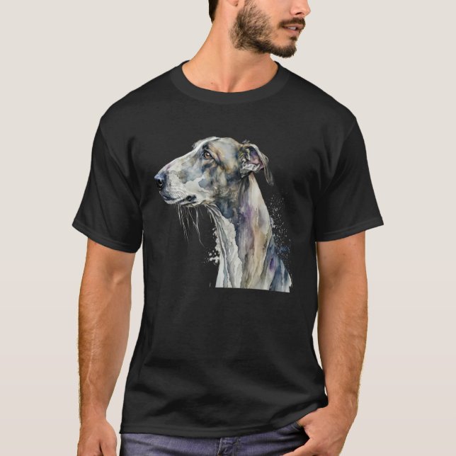 T-shirt Beautiful Watercolor Greyhound Portrait (Devant)