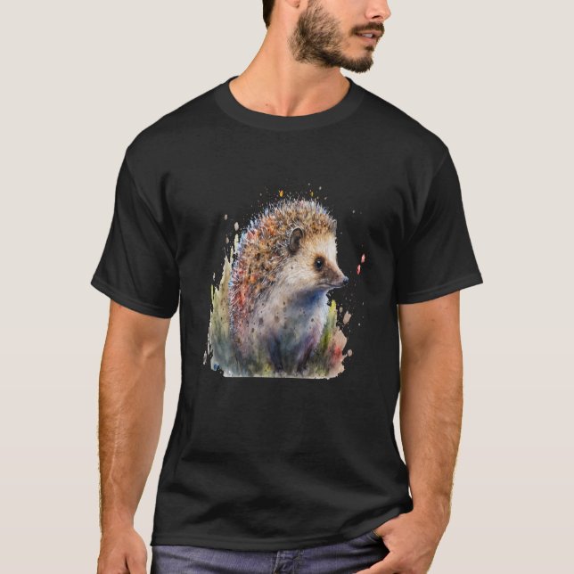 T-shirt Beautiful Watercolor Hedgehog Portrait (Devant)