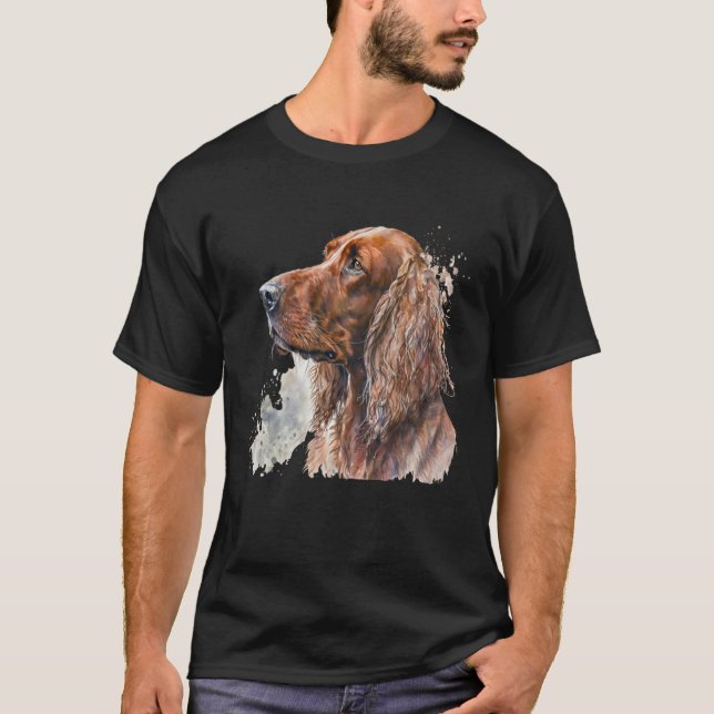 T-shirt Beautiful Watercolor Irish Setter Portrait (Devant)
