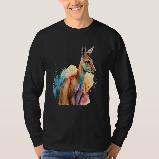 T-shirt Beautiful Watercolor Kangaroo Portrait (Devant)