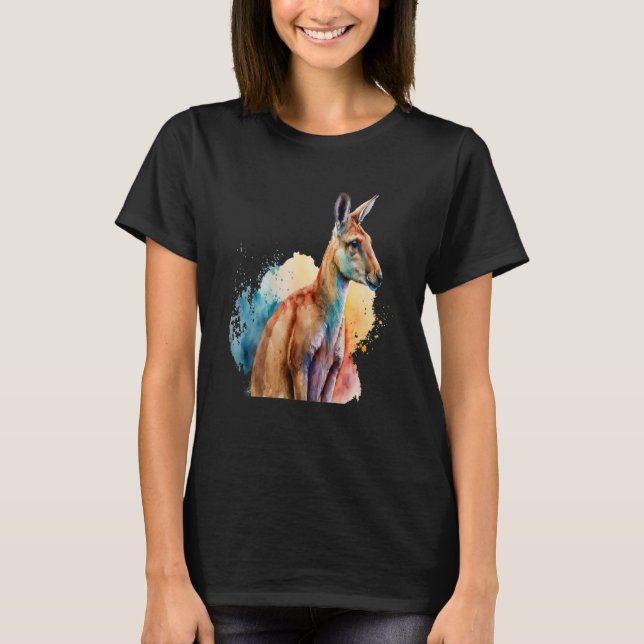 T-shirt Beautiful Watercolor Kangaroo Portrait (Devant)