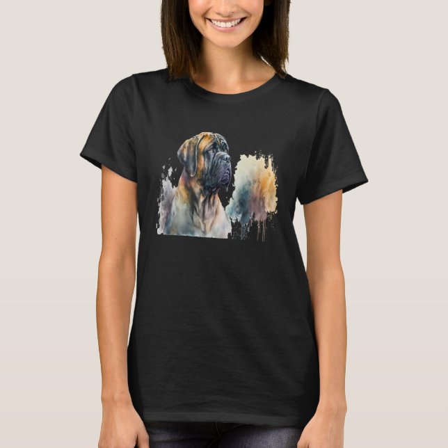 T-shirt Beautiful Watercolor Mastiff Portrait (Devant)