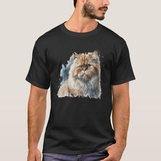 T-shirt Beautiful Watercolor Persia cat Portrait (Devant)