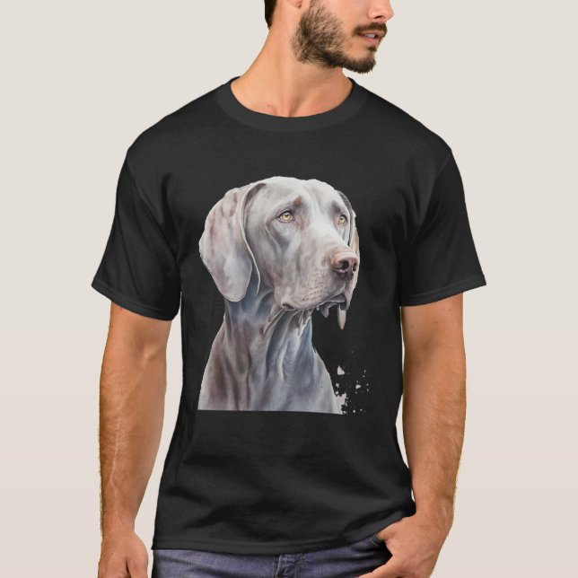T-shirt Beautiful Watercolor Weimaraner Portrait (Devant)
