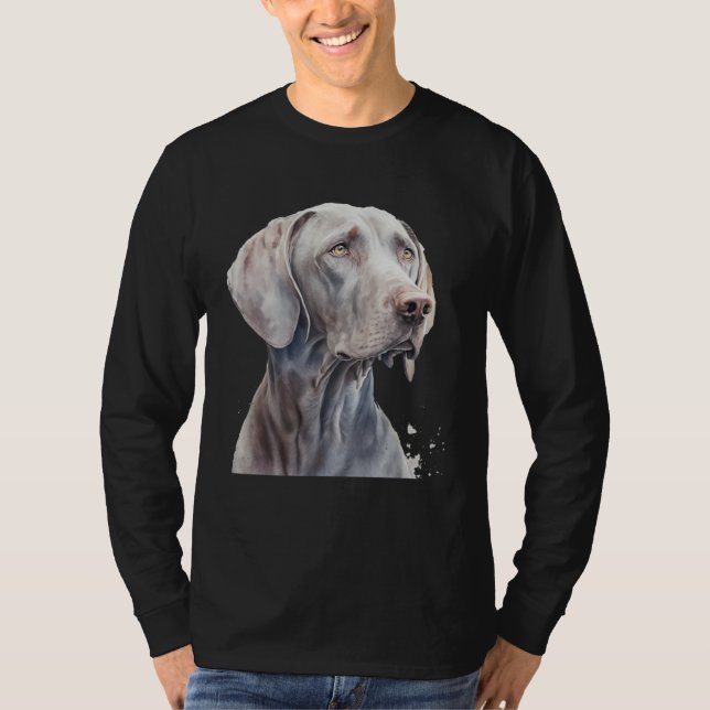 T-shirt Beautiful Watercolor Weimaraner Portrait (Devant)
