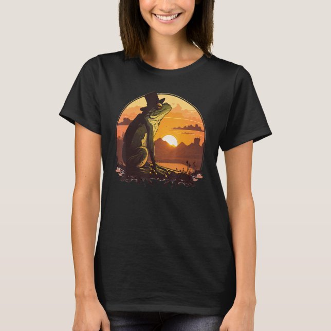 T-shirt Beautifull Frog Sunset on vintage Frog (Devant)