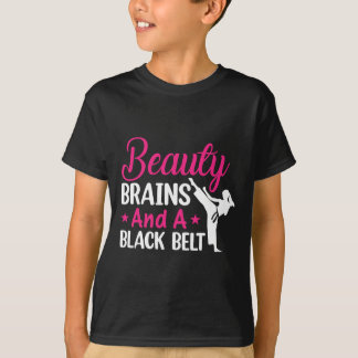 T-shirt Beauty Brains And A Black Belt Martial Arts Cute K