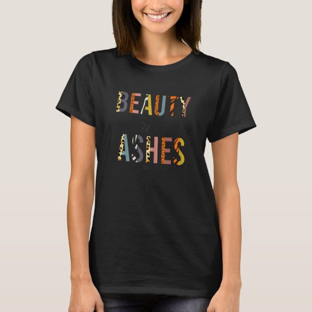 T-shirt Beauty from Ashes Christian leopard Isaiah women R (Devant)