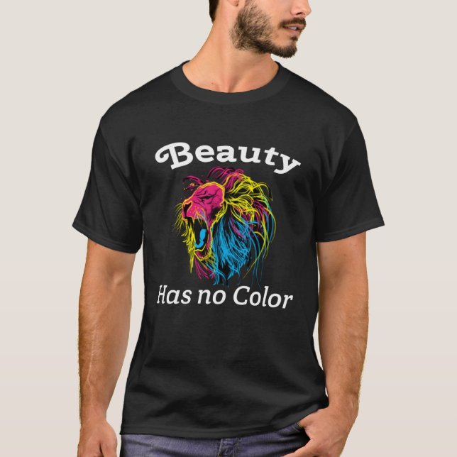 T-shirt Beauty Has No Colour Lion Face Multi Colour Equali (Devant)