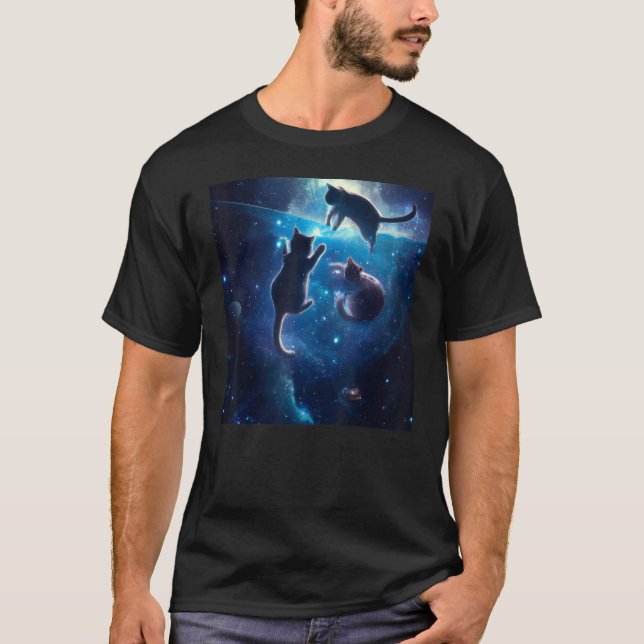T-shirt Beaux chats Jouer dans l'espace extra-atmosphériqu (Devant)