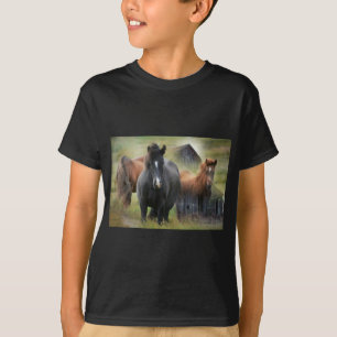 T-shirt Beaux chevaux et grange rustique