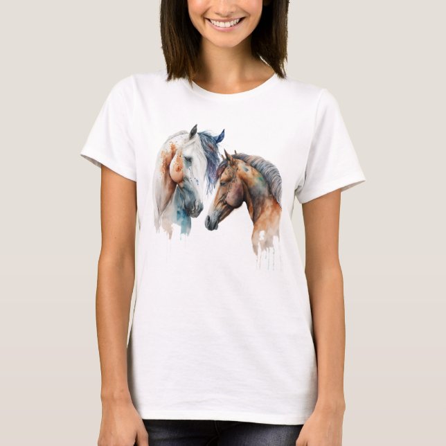 T-shirt Beaux Chevaux Style Boho Occidental (Devant)