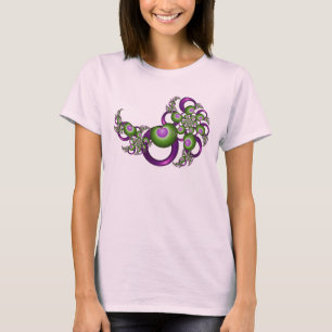 T-shirt Beaux cœurs verts roses modernes abstraits fractal