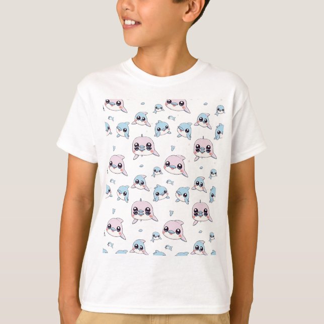 T-shirt Beaux dauphins - Design motif numérique moderne 1 (Devant)