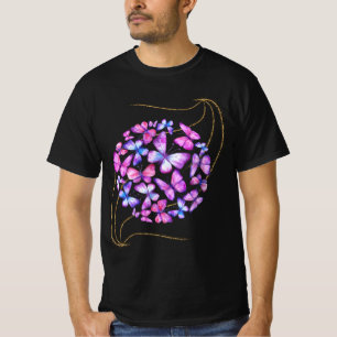 T-shirt Beaux Papillons Aquarelle avec Bling Or