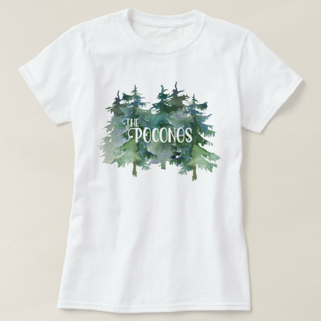 T-shirt Beaux pins d'aquarelle avec le Poconos (Design devant)