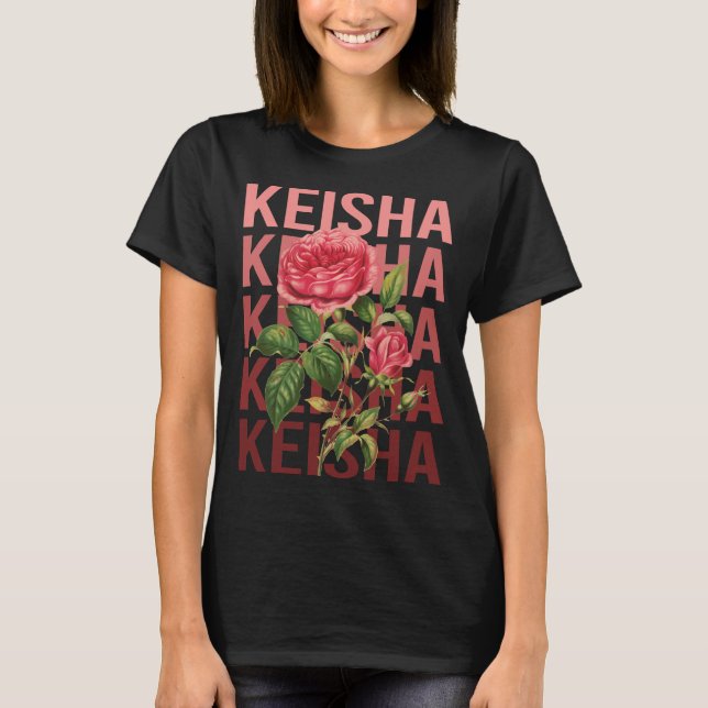 T-shirt Beaux Roses - Keisha Nom (Devant)