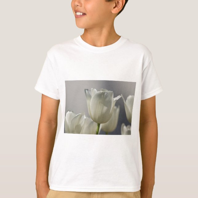 T-shirt Beaux Tulipes Blancs de Printemps (Devant)