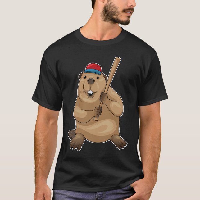 T-shirt Beaver Baseball bat Baseball (Devant)