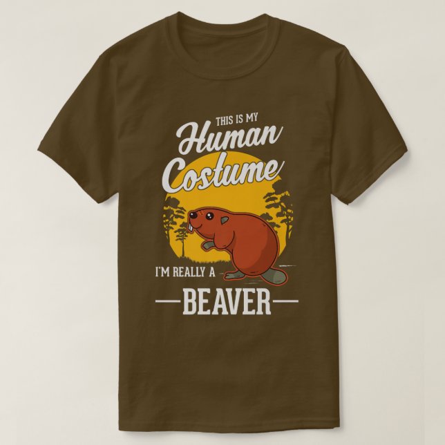 T-shirt Beaver Costume humain Halloween Beaver 483 (Design devant)