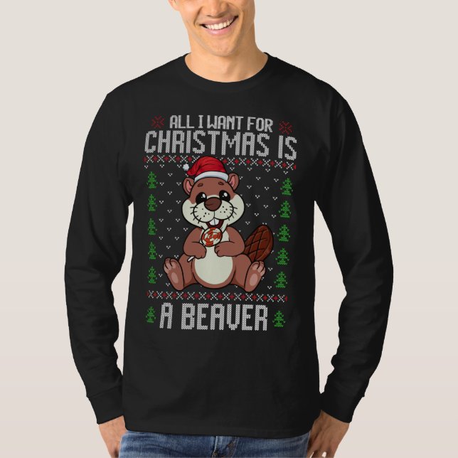T-shirt Beaver de Noël Moins moche Noël Sweer Beave de Noë (Devant)