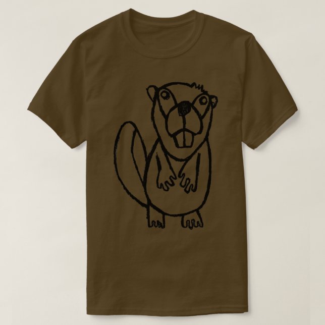 T-shirt Beaver Line Art Faune Amusante Castor (Design devant)