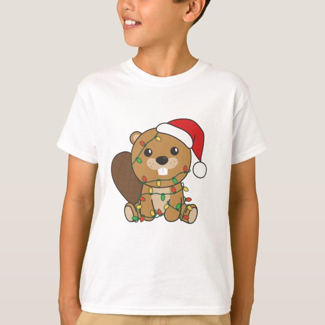 T-shirt Beaver Noël Animaux d'hiver Beaver (Devant)