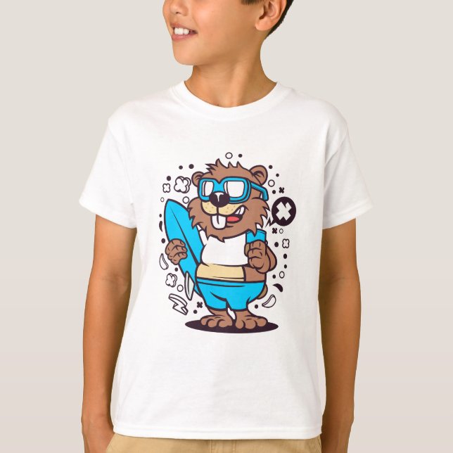 T-shirt Beaver Surfing (Devant)
