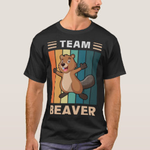 T-shirt Beaver Vintage Rétro Beaver Cute Rodents River Tea