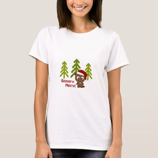 T-shirt Beaver-y Joyeux ! Beaver de Noël (Devant)