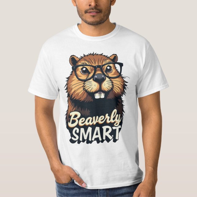 T-shirt Beaverly Smart - Drôle Castor avec lunettes Graphi (Devant)