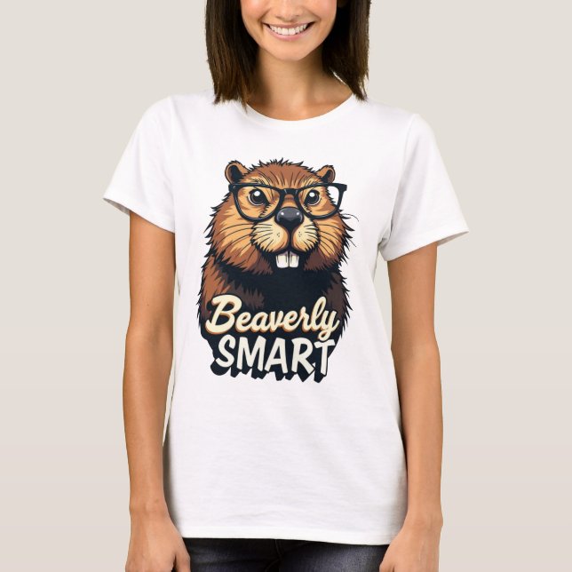 T-shirt Beaverly Smart - Drôle Castor avec lunettes Graphi (Devant)
