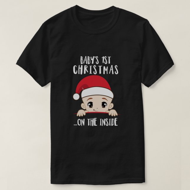 T-shirt Bébé 1er Noël à l'intérieur de la maman pour être  (Design devant)