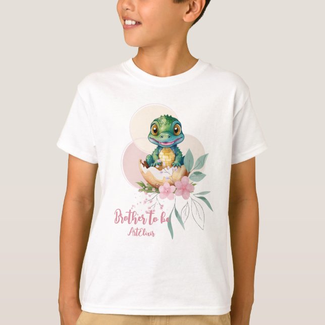 T-shirt Bébé Alligator Hatching Floral Brother (Devant)