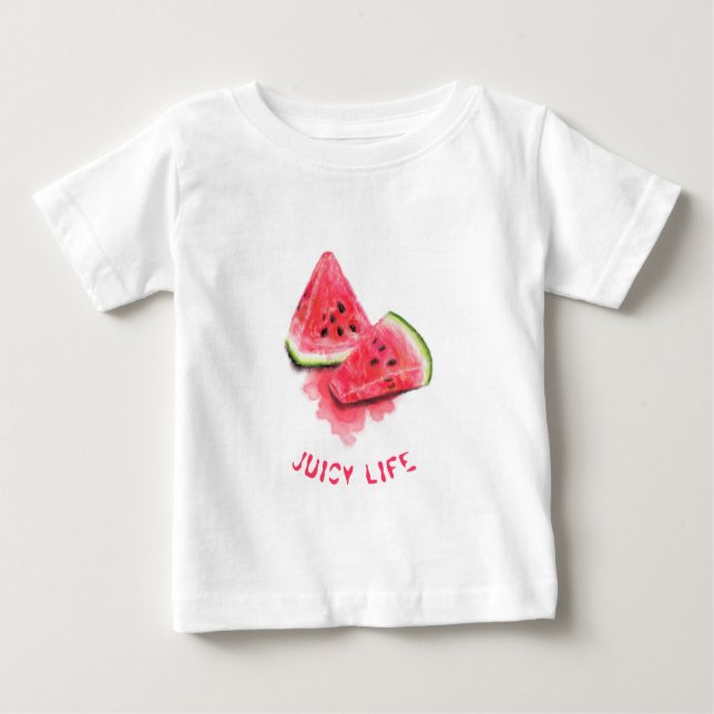 T-shirt bébé amusant avec des morceaux de pastèque (Devant)