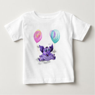 T-shirt bébé amusant avec un éléphant heureux