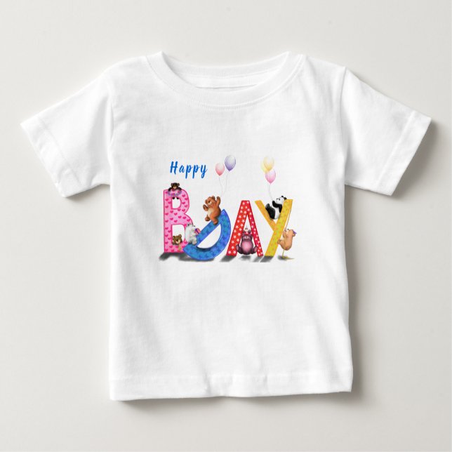 T-shirt bébé anniversaire Joyeux Bears Party Amusa (Devant)