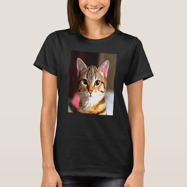 T-shirt Bébé Artistique Face Jaune Brown Tabby Chat Po (Devant)