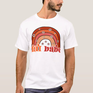 T-shirt Bébé Automnal Rétro Groovy Arc-en-ciel avec des Ma