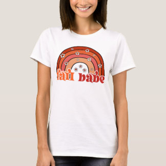 T-shirt Bébé Automne Rétro Groovy Arc-en-ciel aux Margueri