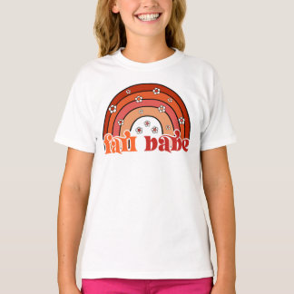 T-shirt Bébé Automne Rétro Groovy Arc-en-ciel aux Margueri