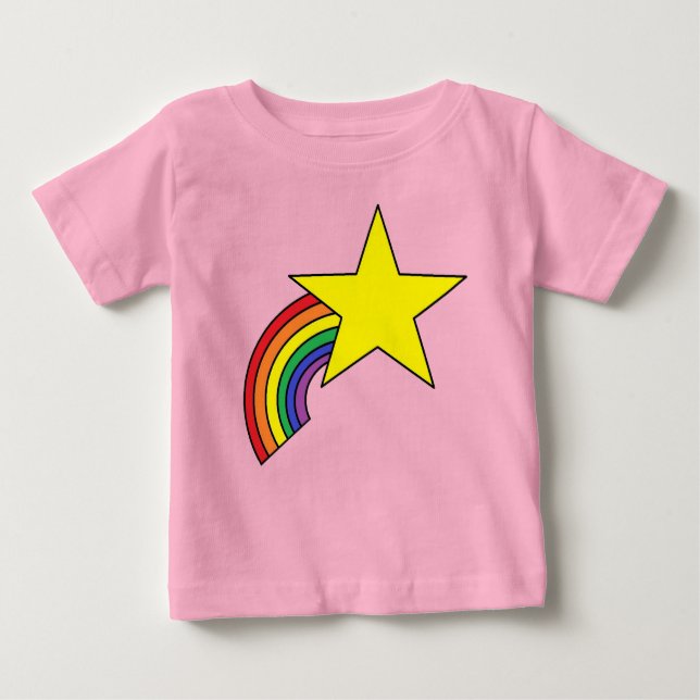 T-shirt bébé avec arc en ciel et étoile jaune (Devant)