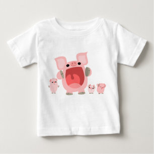 T-shirt bébé avec cochons de caricature hurlant